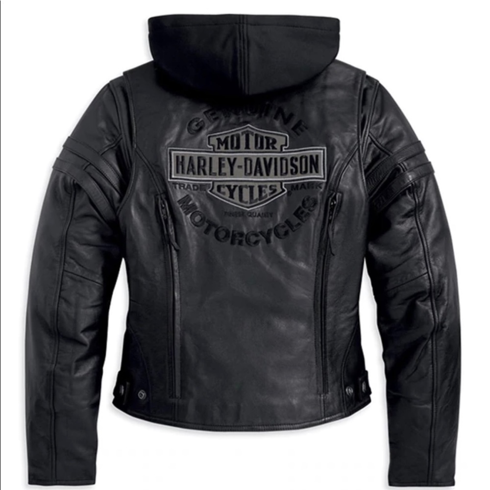 Miss Enthusiast ladies Harley Davidson 3-1 leather riding jacket.  Size large-T